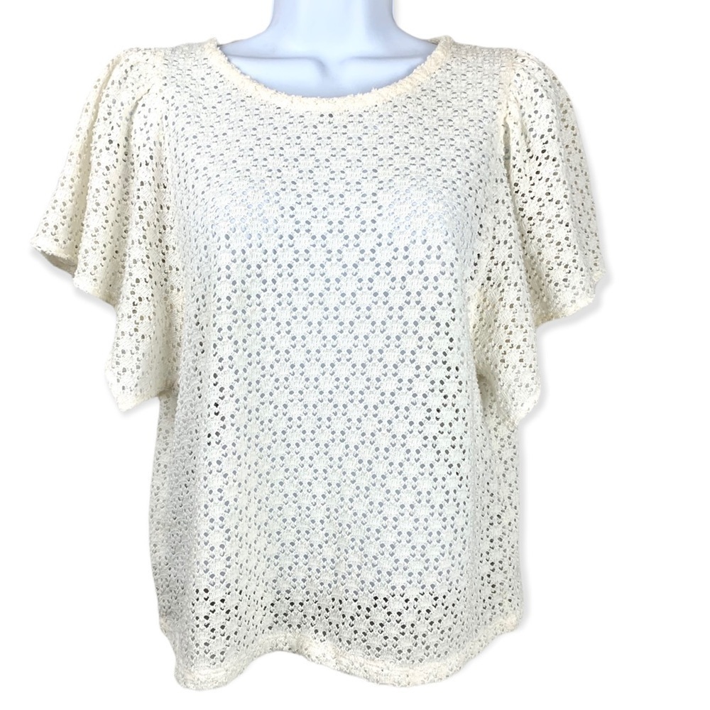 Madewell Texture & Thread Eyelet Flutter Sleeve T… - image 3
